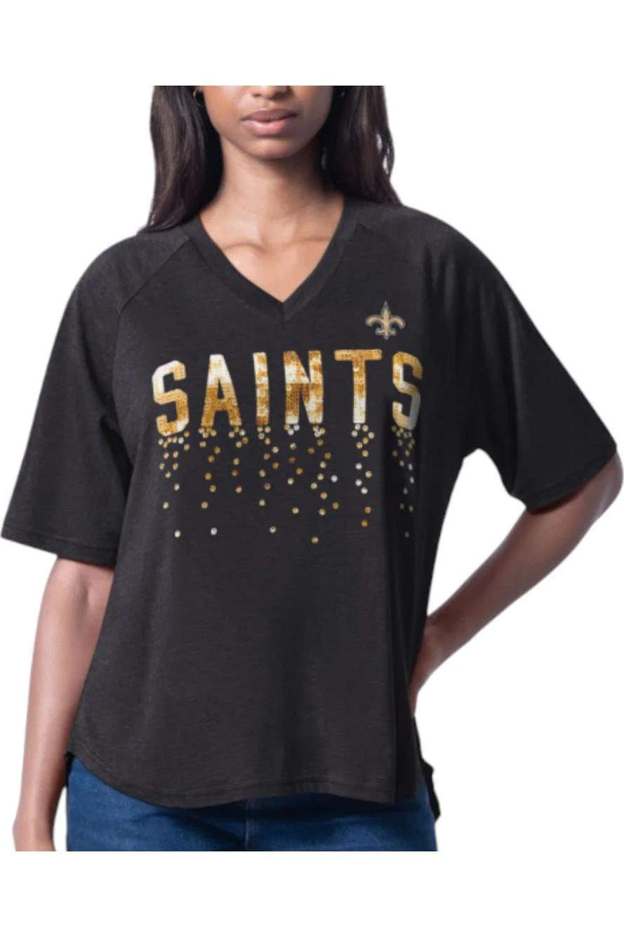 NFL Women's Sequin Top by Glll - Saints - Regular